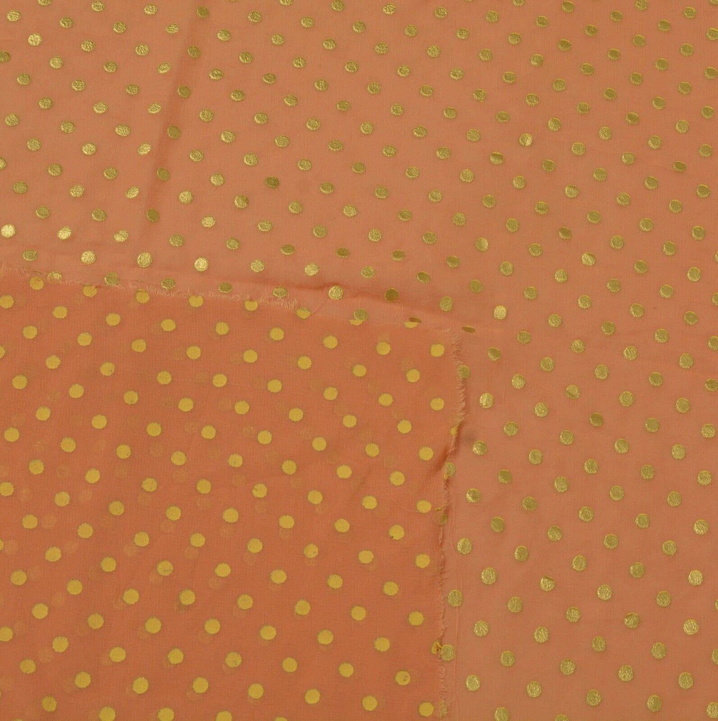 Vintage Saree Remnant Scrap Multi Purpose Craft Glitter Work Peach Fabric