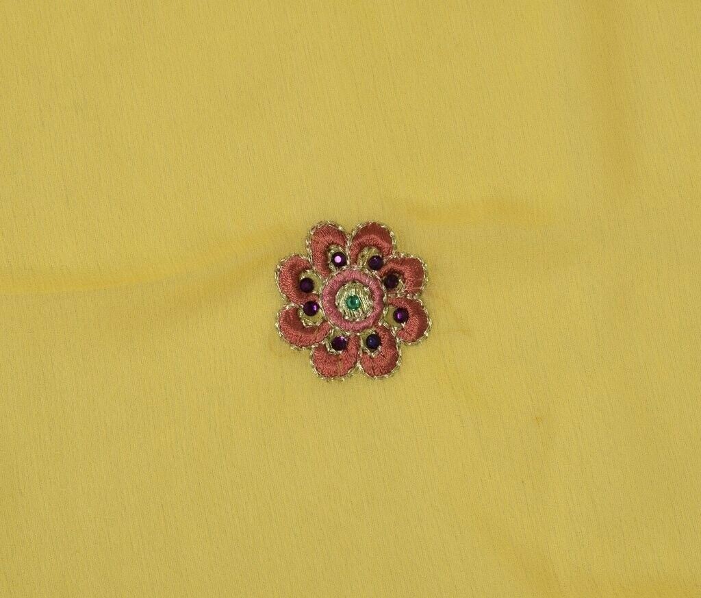 Blend Chiffon Silk Vintage Sari Remnant Scrap Fabric for Sewing Craft Yellow