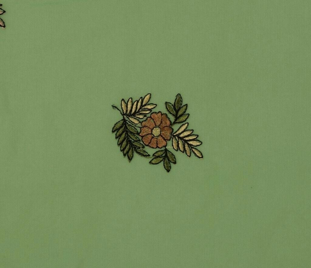 Blend Georgette Silk Vintage Sari Remnant Scrap Fabric for Sewing Craft Green