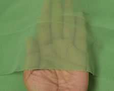 Blend Georgette Silk Vintage Sari Remnant Scrap Fabric for Sewing Craft Green