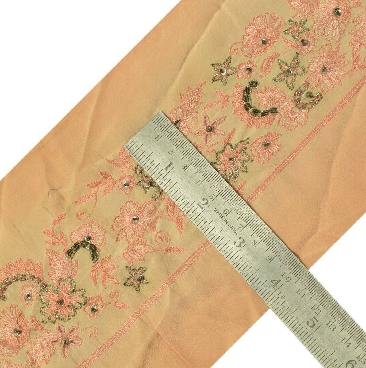 Vintage Sari Border Indian Craft Trim Hand Beaded Embroidered Ribbon Lace