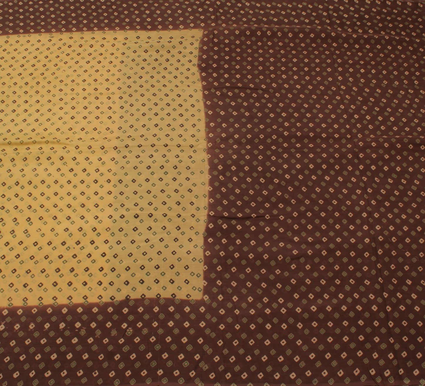 Sushila Vintage Cream Saree 100% Pure Cotton Bandhani Printed Soft Craft Fabric