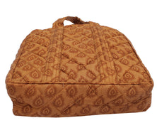 Sushila Vintage Brown Tote Bag 100% Pure Silk Printed Handbag Shoulder Bag
