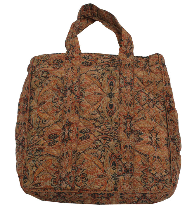 Sushila Vintage Black Tote Bag 100% Pure Silk Printed Handbag Shoulder Bag