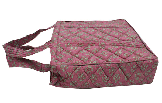 Sushila Vintage Mauve Tote Bag 100% Pure Silk Printed Handbag Shoulder Bag