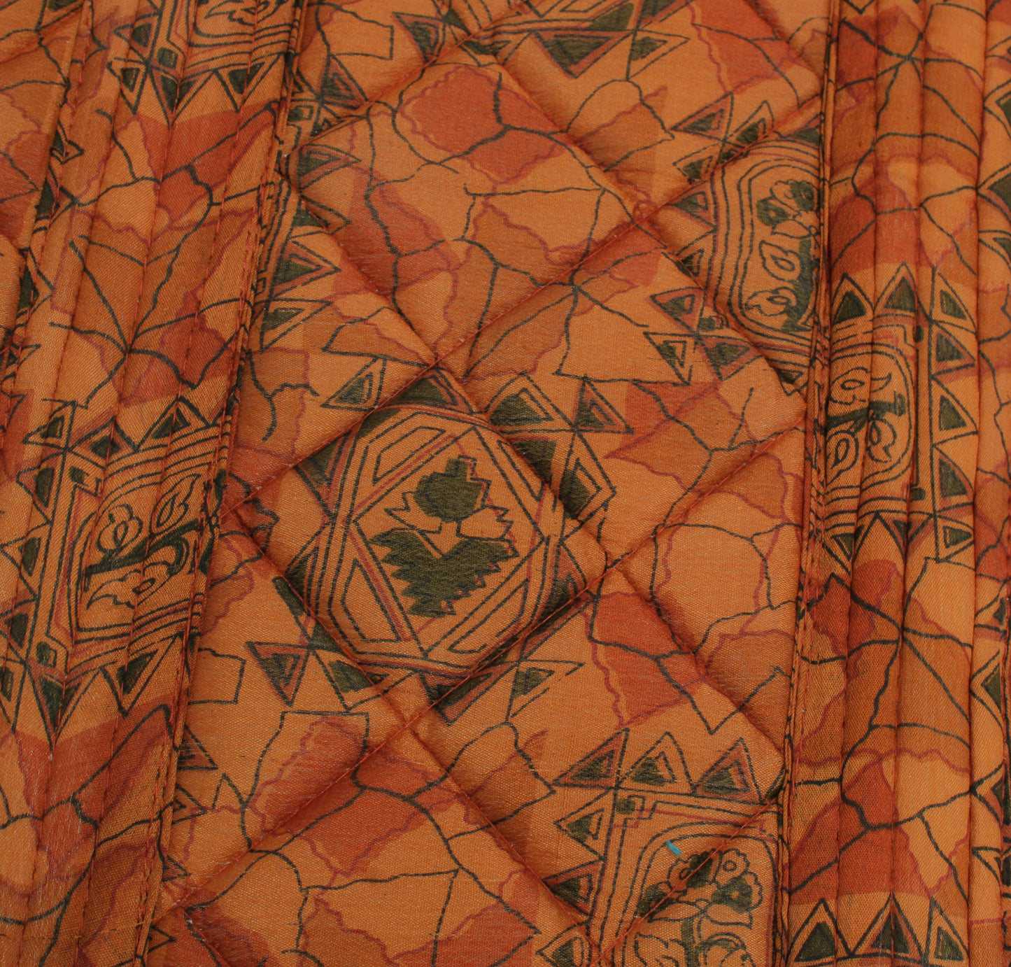 Sushila Vintage Brown Tote Bag 100% Pure Silk Printed Handbag Shoulder Bag