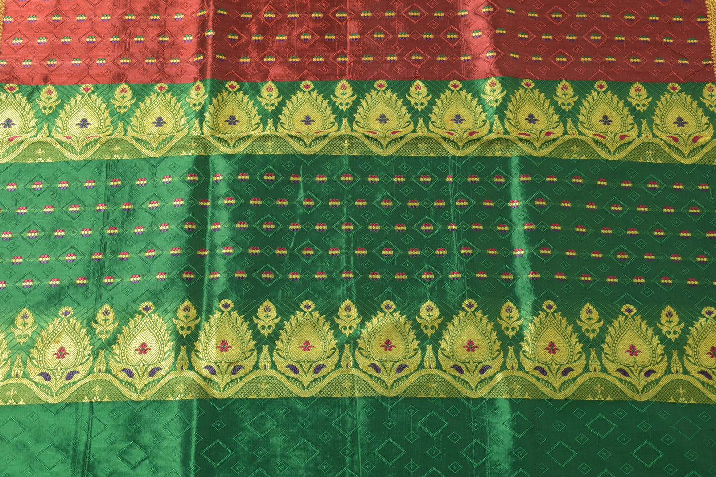 Sushila Vintage Maroon Scrap Craft Saree Blend Silk Woven Banarasi Sari Fabric
