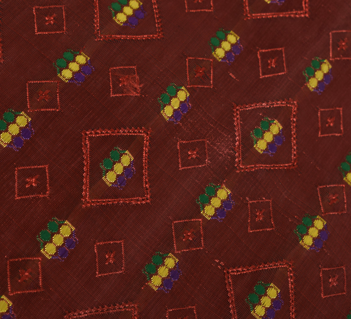 Sushila Vintage Maroon Scrap Craft Saree Blend Silk Woven Banarasi Sari Fabric