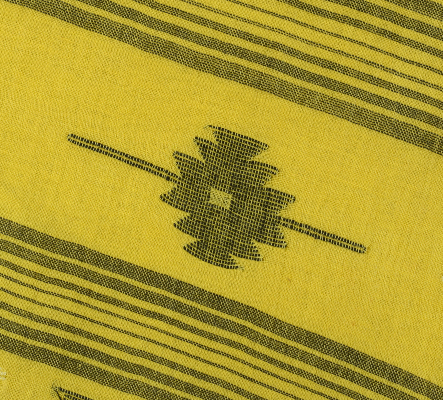 Sushila Vintage Yellow Scrap Craft Saree Pure Cotton Weaving Indian Sari Fabric