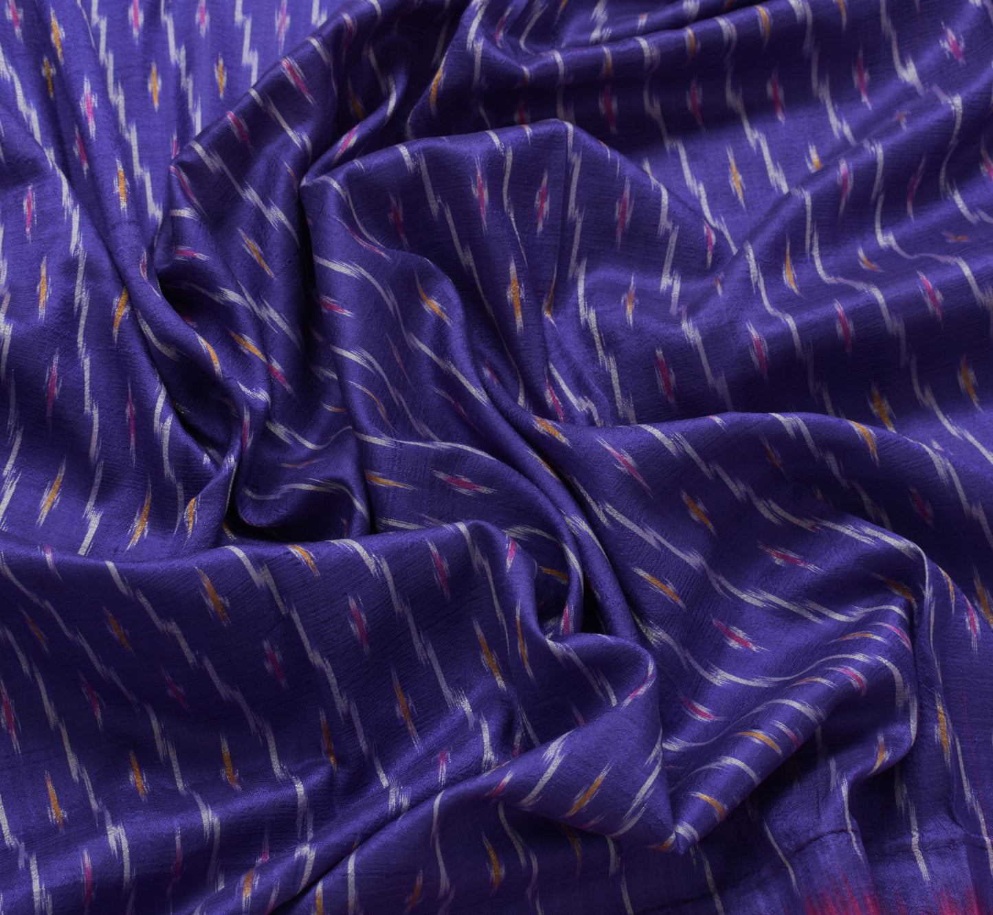 Sushila Vintage Blue Scrap Craft Sari Pure Silk Hand Woven Ikkat Patola Fabric