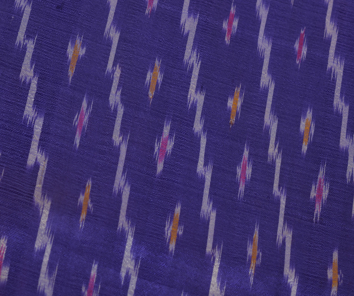 Sushila Vintage Blue Scrap Craft Sari Pure Silk Hand Woven Ikkat Patola Fabric