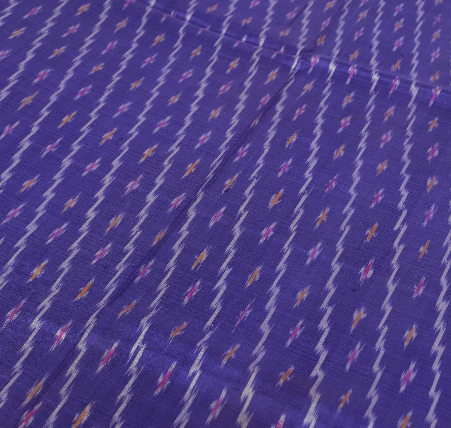 Sushila Vintage Blue Scrap Craft Sari Pure Silk Hand Woven Ikkat Patola Fabric