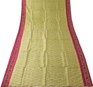 Sushila Vintage Cream Scrap Craft Saree Pure Silk Hand Woven Ikkat Patola Fabric