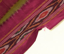 Sushila Vintage Cream Scrap Craft Saree Pure Silk Hand Woven Ikkat Patola Fabric