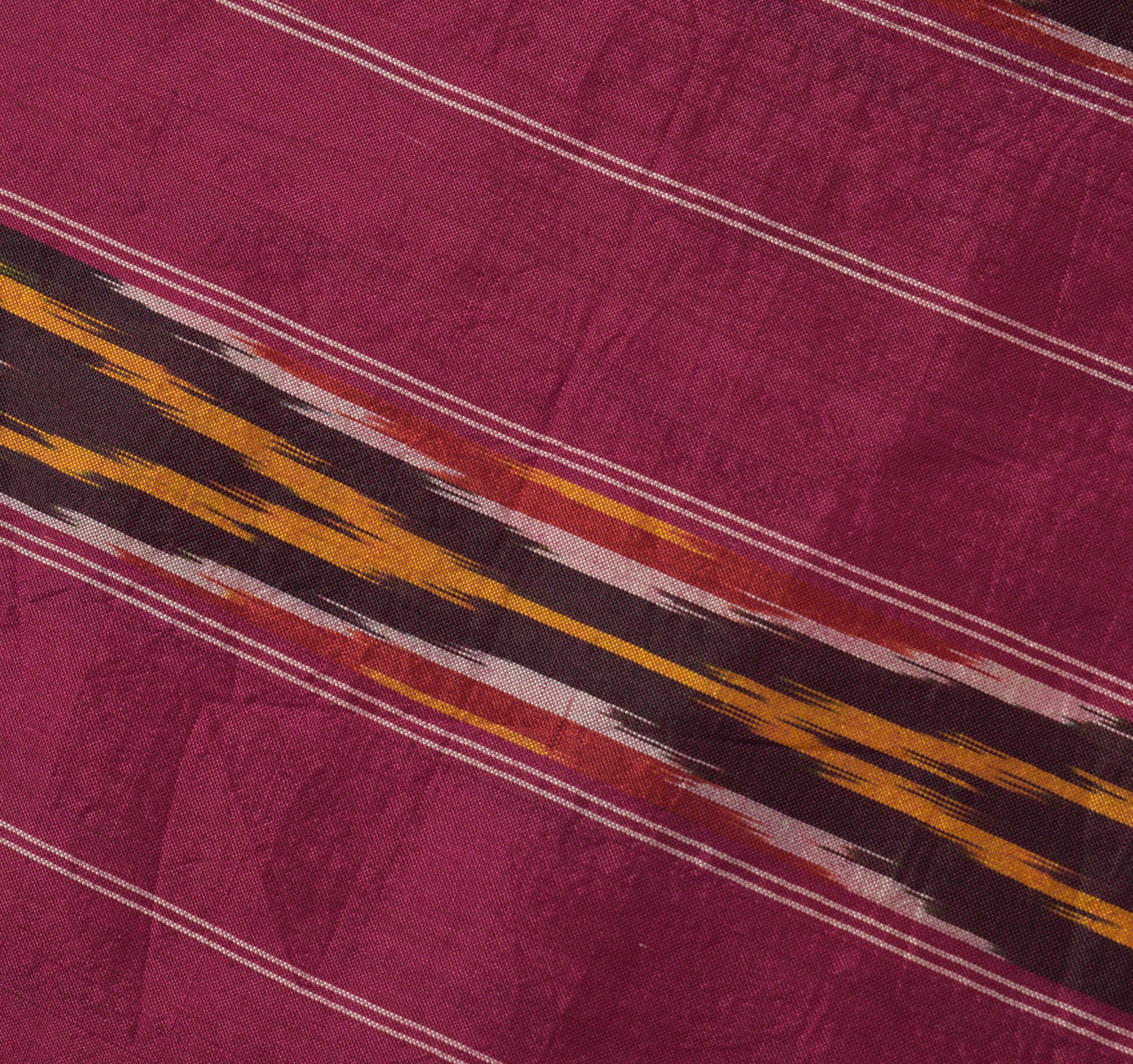 Sushila Vintage Cream Scrap Craft Saree Pure Silk Hand Woven Ikkat Patola Fabric