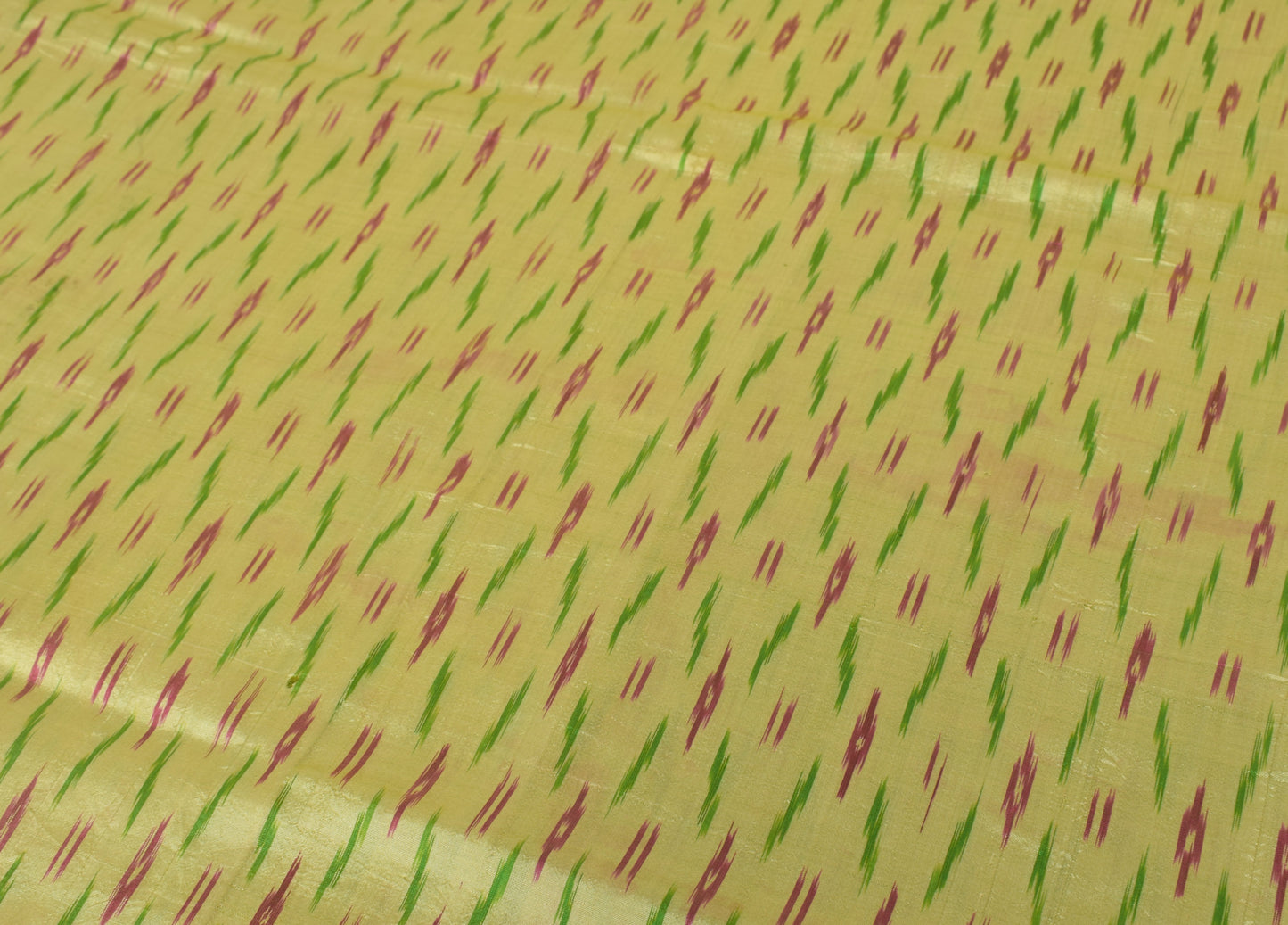 Sushila Vintage Cream Scrap Craft Saree Pure Silk Hand Woven Ikkat Patola Fabric