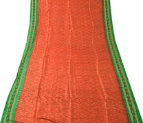 Sushila Vintage Orange Scrap Saree Pure Silk Hand Woven Ikkat Patola Sari Fabric