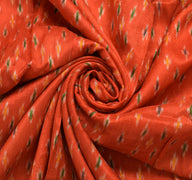 Sushila Vintage Orange Scrap Saree Pure Silk Hand Woven Ikkat Patola Sari Fabric