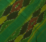 Sushila Vintage Orange Scrap Saree Pure Silk Hand Woven Ikkat Patola Sari Fabric