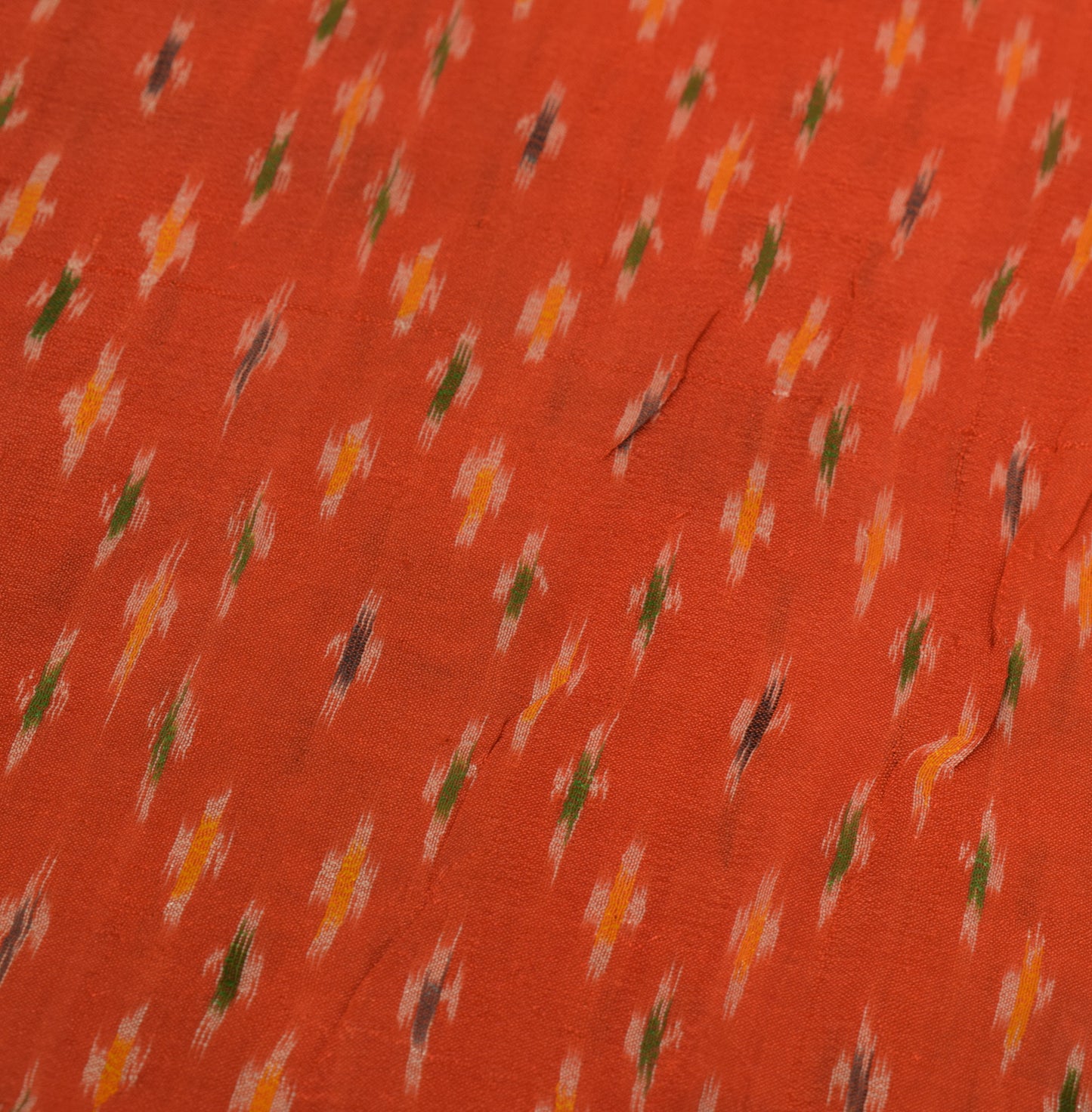 Sushila Vintage Orange Scrap Saree Pure Silk Hand Woven Ikkat Patola Sari Fabric