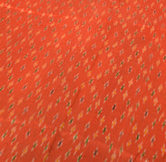 Sushila Vintage Orange Scrap Saree Pure Silk Hand Woven Ikkat Patola Sari Fabric