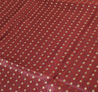 Sushila Vintage Maroon BANARASI Brocade Scrap Sari Pure Silk Woven Sari Fabric
