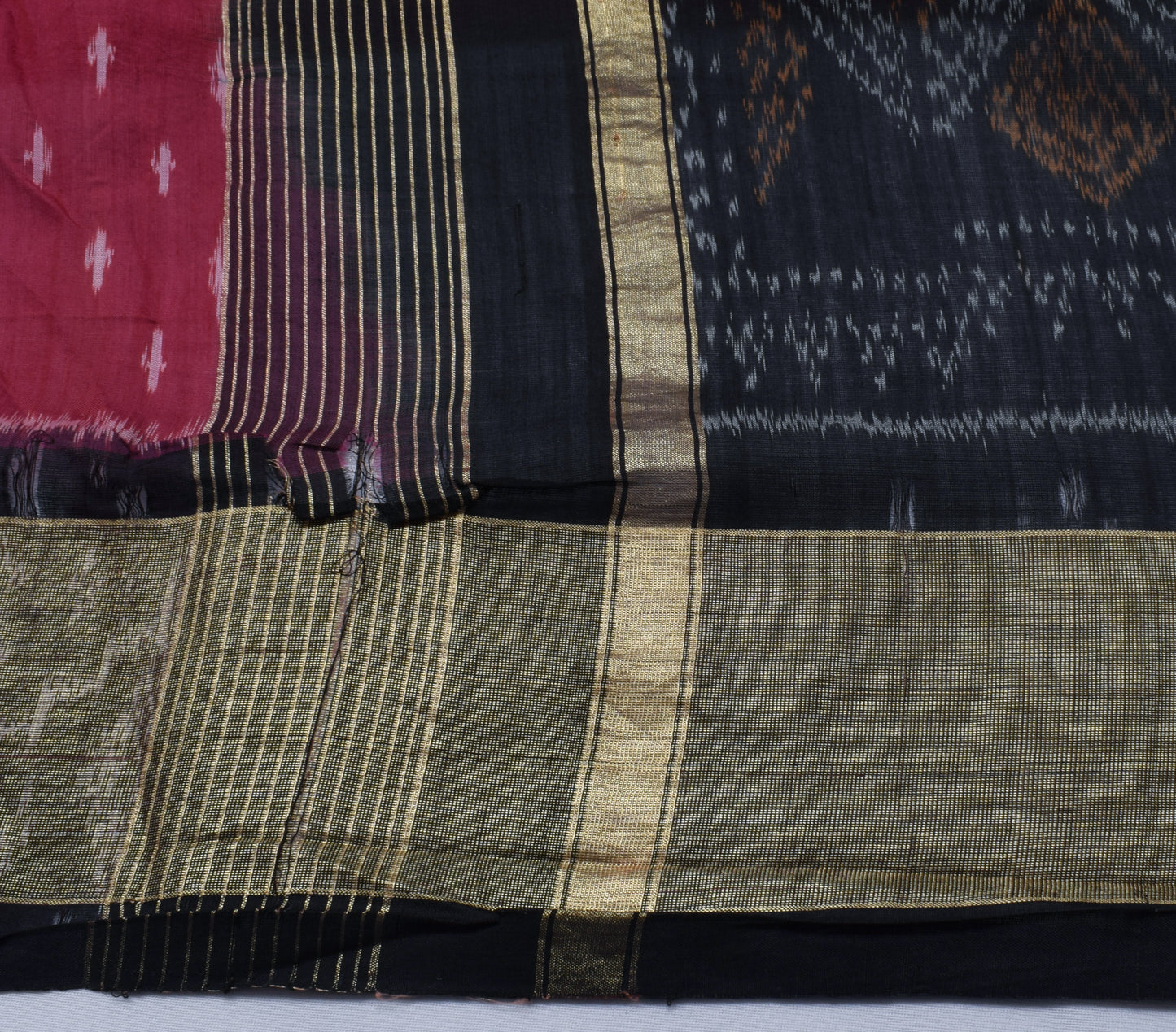 Sushila Vintage Maroon Scrap Saree 100% Pure Silk Woven Sari Craft 5 Yard Fabric