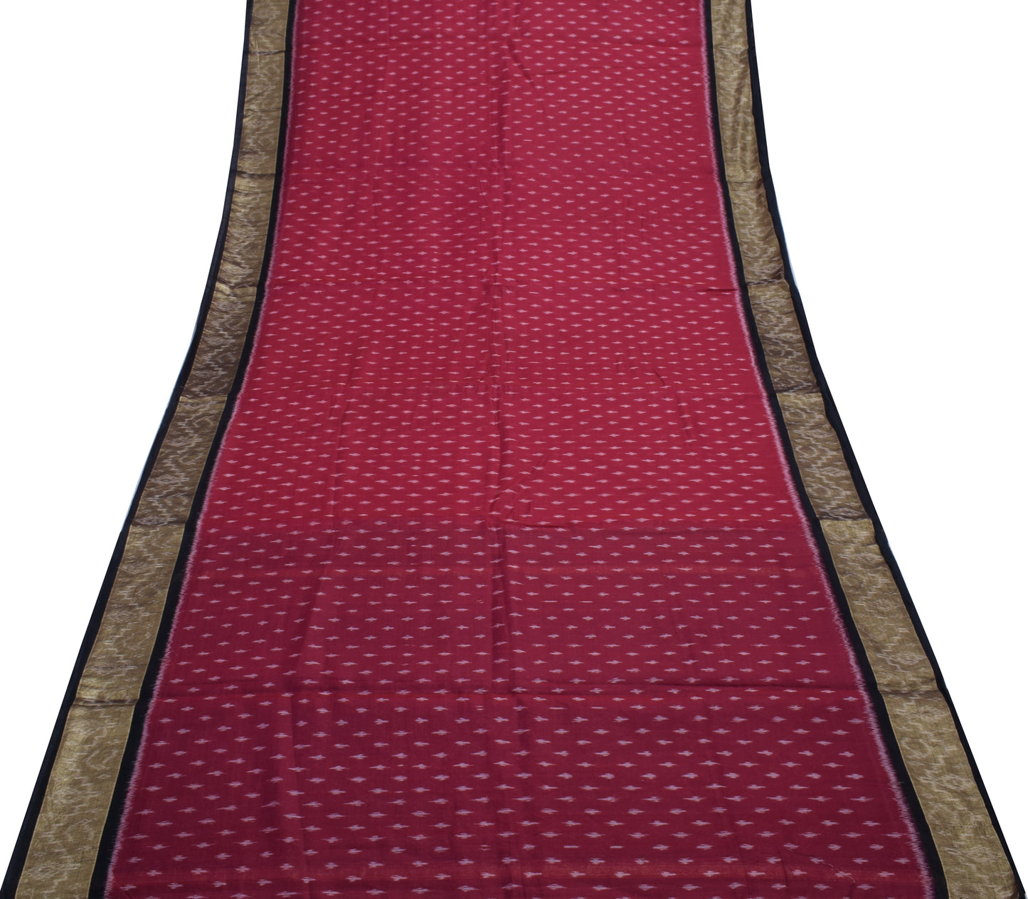 Sushila Vintage Maroon Scrap Saree 100% Pure Silk Woven Sari Craft 5 Yard Fabric