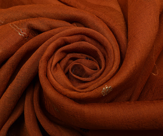 Sushila Vintage Rust Scrap Saree 100% Pure Silk Woven Floral Sari Craft Fabric