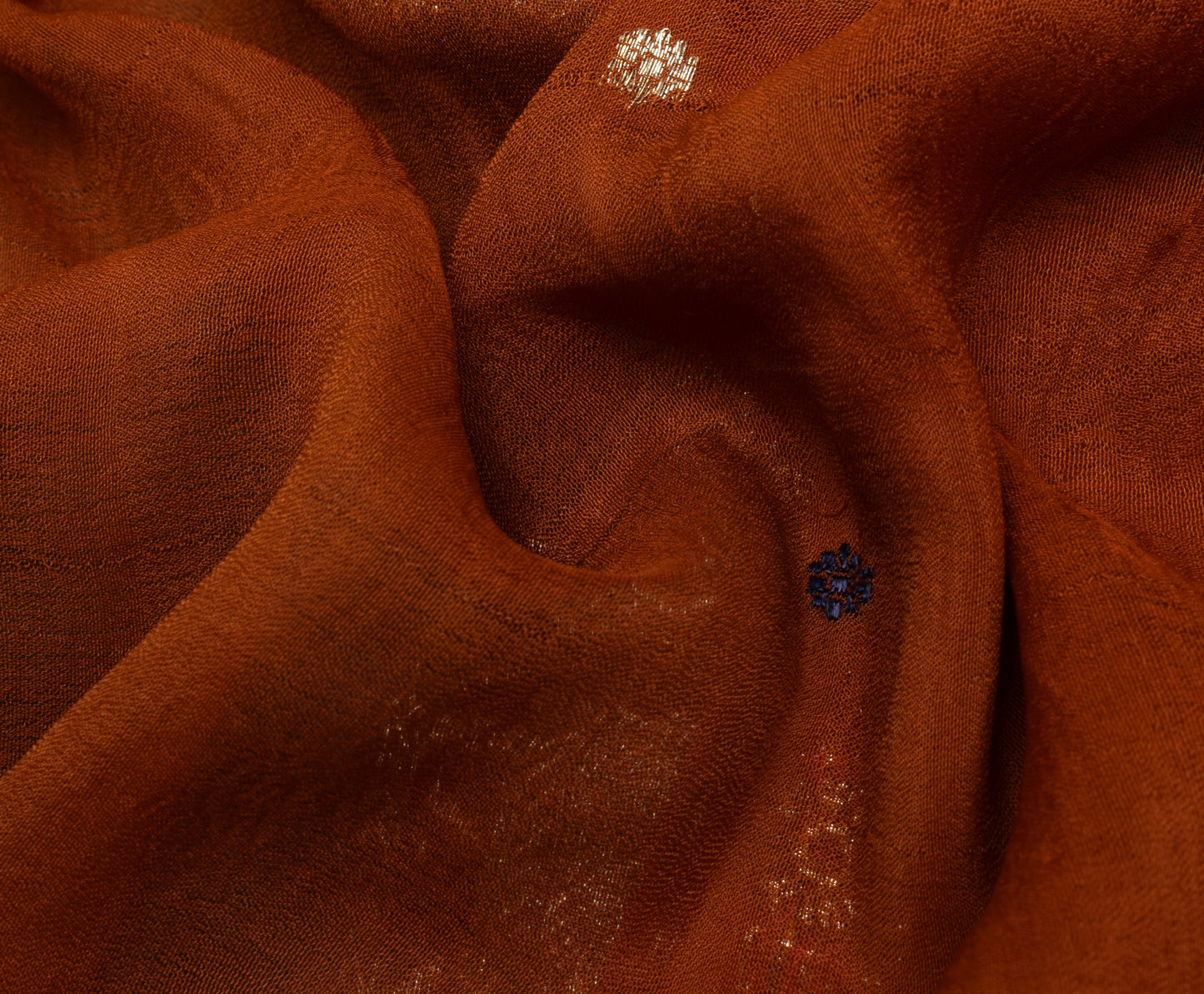 Sushila Vintage Rust Scrap Saree 100% Pure Silk Woven Floral Sari Craft Fabric