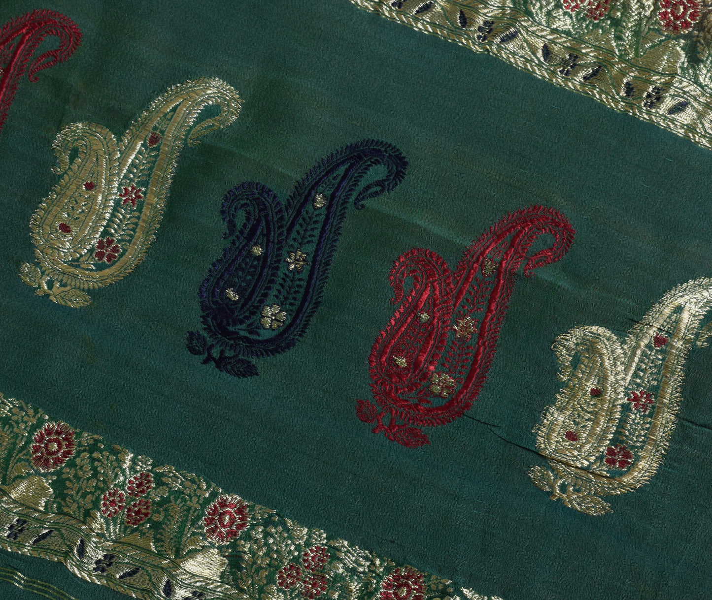 Sushila Vintage Rust Scrap Saree 100% Pure Silk Woven Floral Sari Craft Fabric