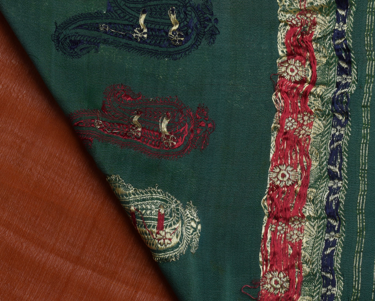 Sushila Vintage Rust Scrap Saree 100% Pure Silk Woven Floral Sari Craft Fabric