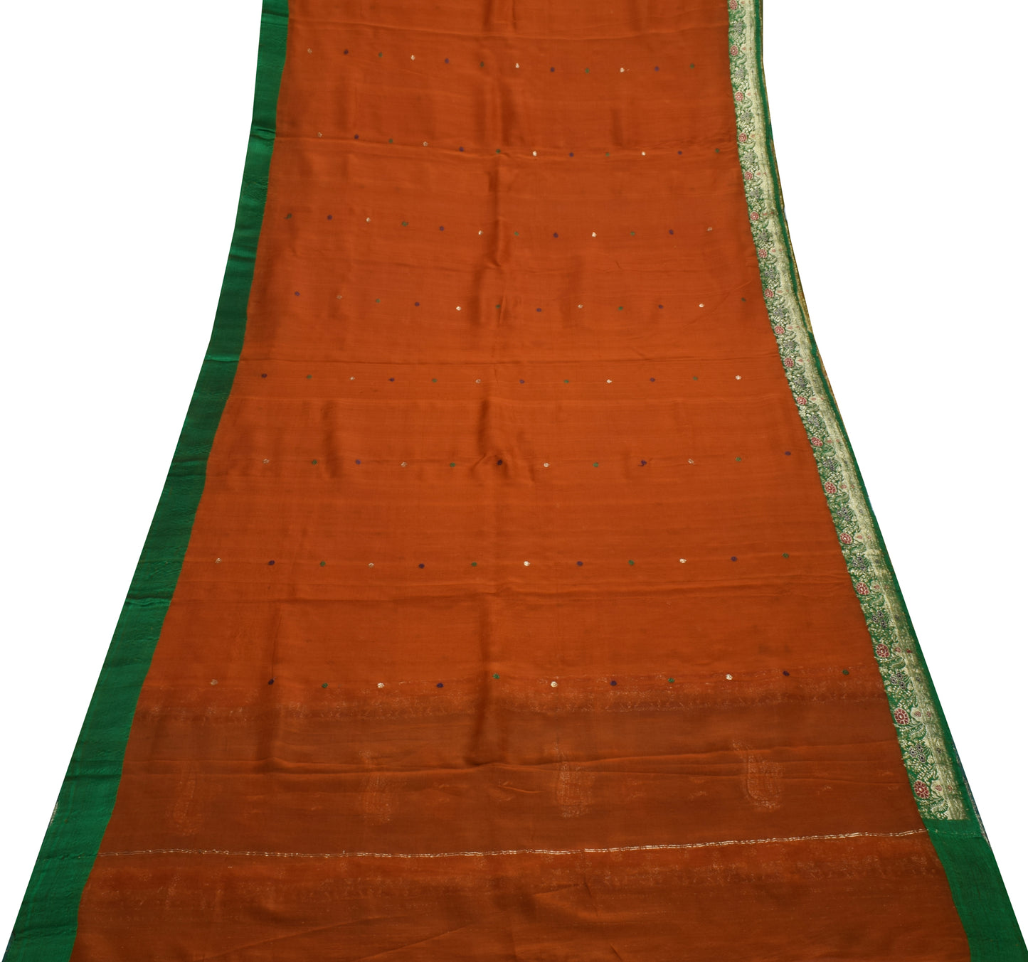 Sushila Vintage Rust Scrap Saree 100% Pure Silk Woven Floral Sari Craft Fabric