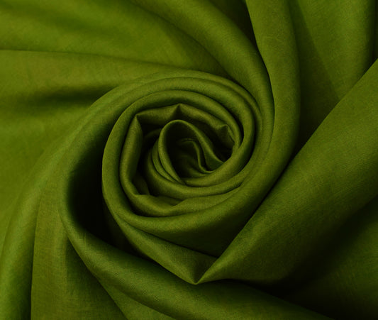 Sushila Vintage Green Scrap Saree 100% Pure Silk Woven Sari Craft 5 Yard Fabric