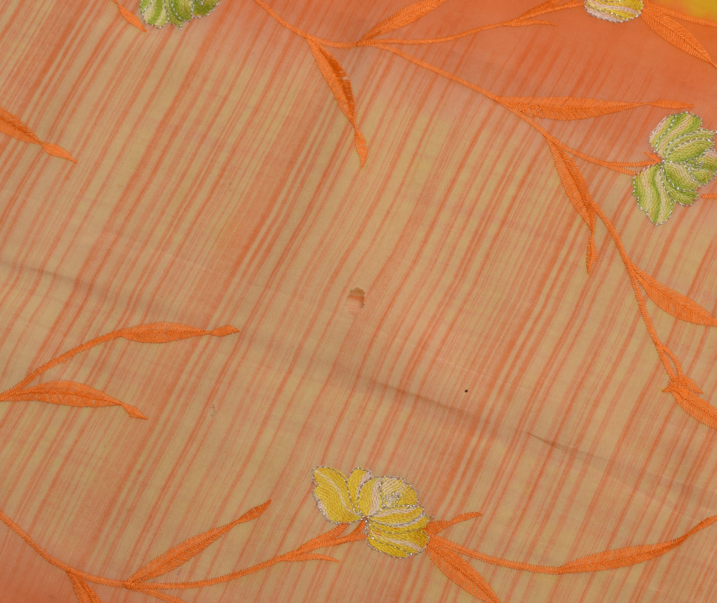 Sushila Vintage Yellow Scrap Saree Pure Georgette Silk Embroidered Floral Sari Fabric