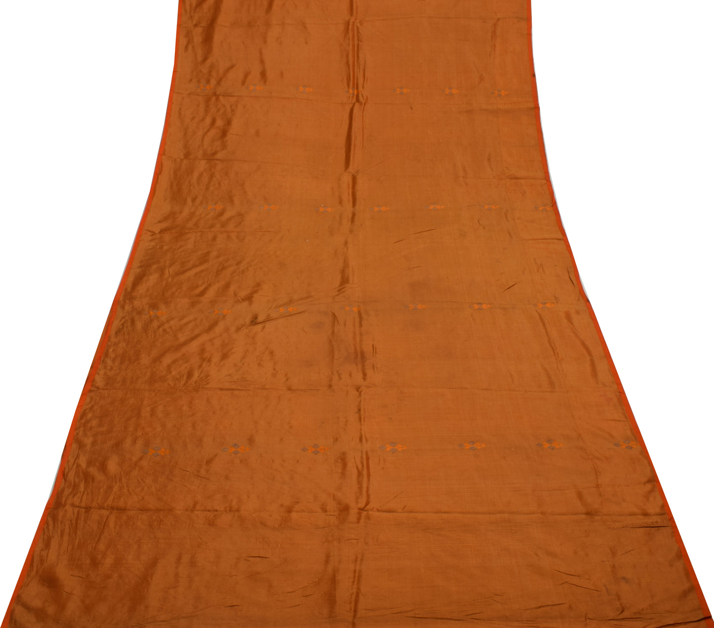 Sushila Vintage Indian Rust Scrap Saree Pure Silk Woven Floral Sari Craft Fabric