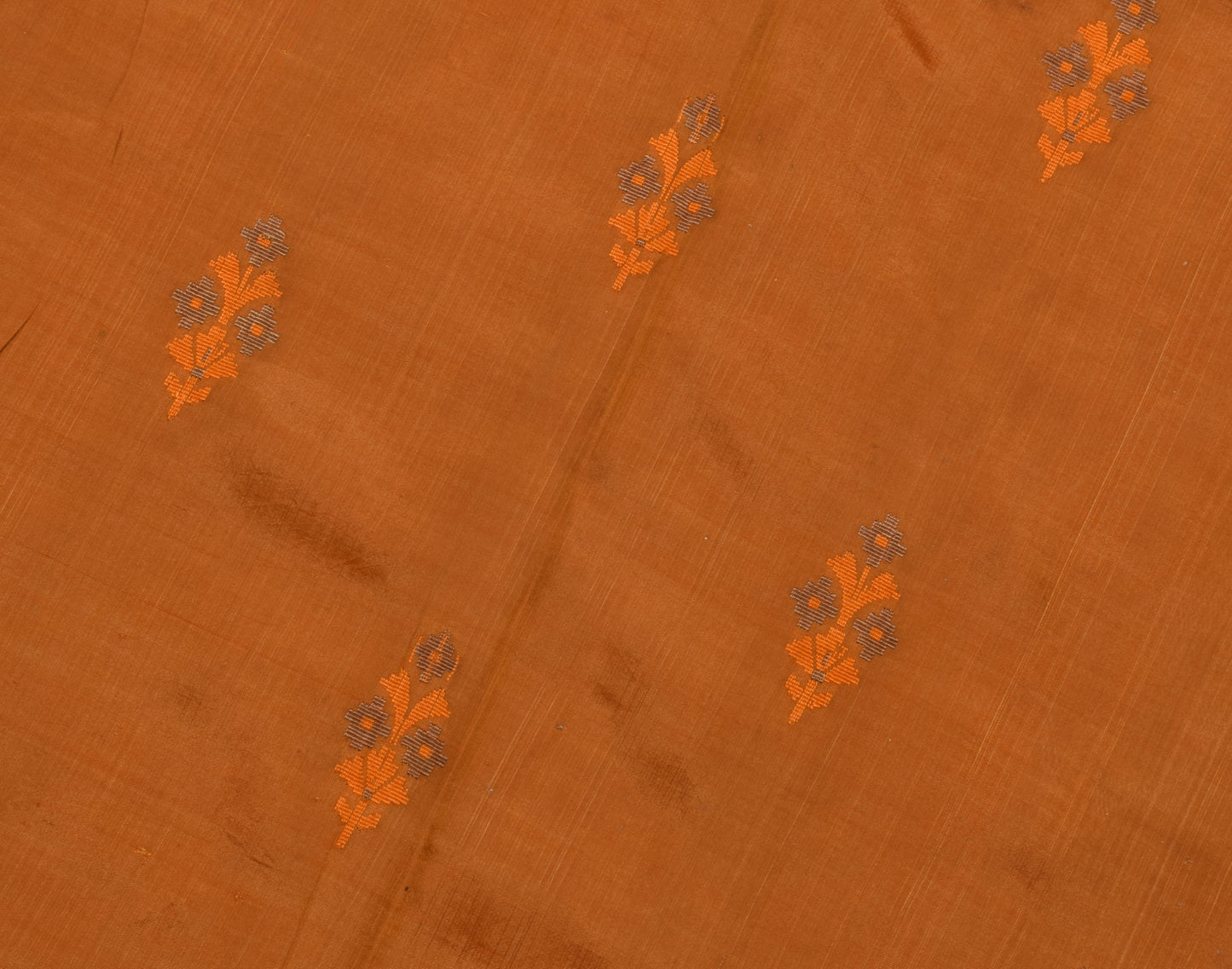 Sushila Vintage Indian Rust Scrap Saree Pure Silk Woven Floral Sari Craft Fabric