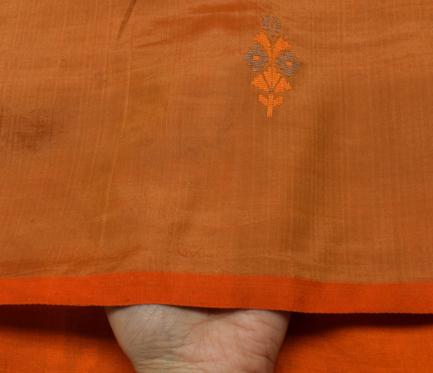 Sushila Vintage Indian Rust Scrap Saree Pure Silk Woven Floral Sari Craft Fabric