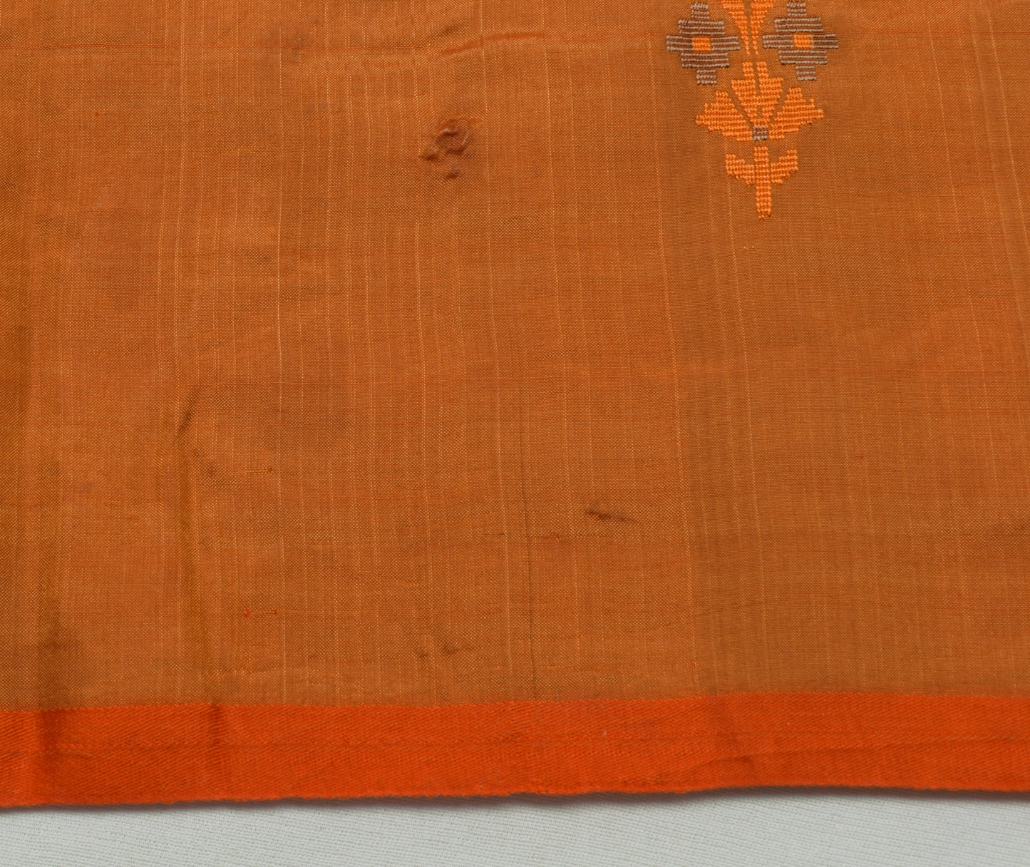 Sushila Vintage Indian Rust Scrap Saree Pure Silk Woven Floral Sari Craft Fabric