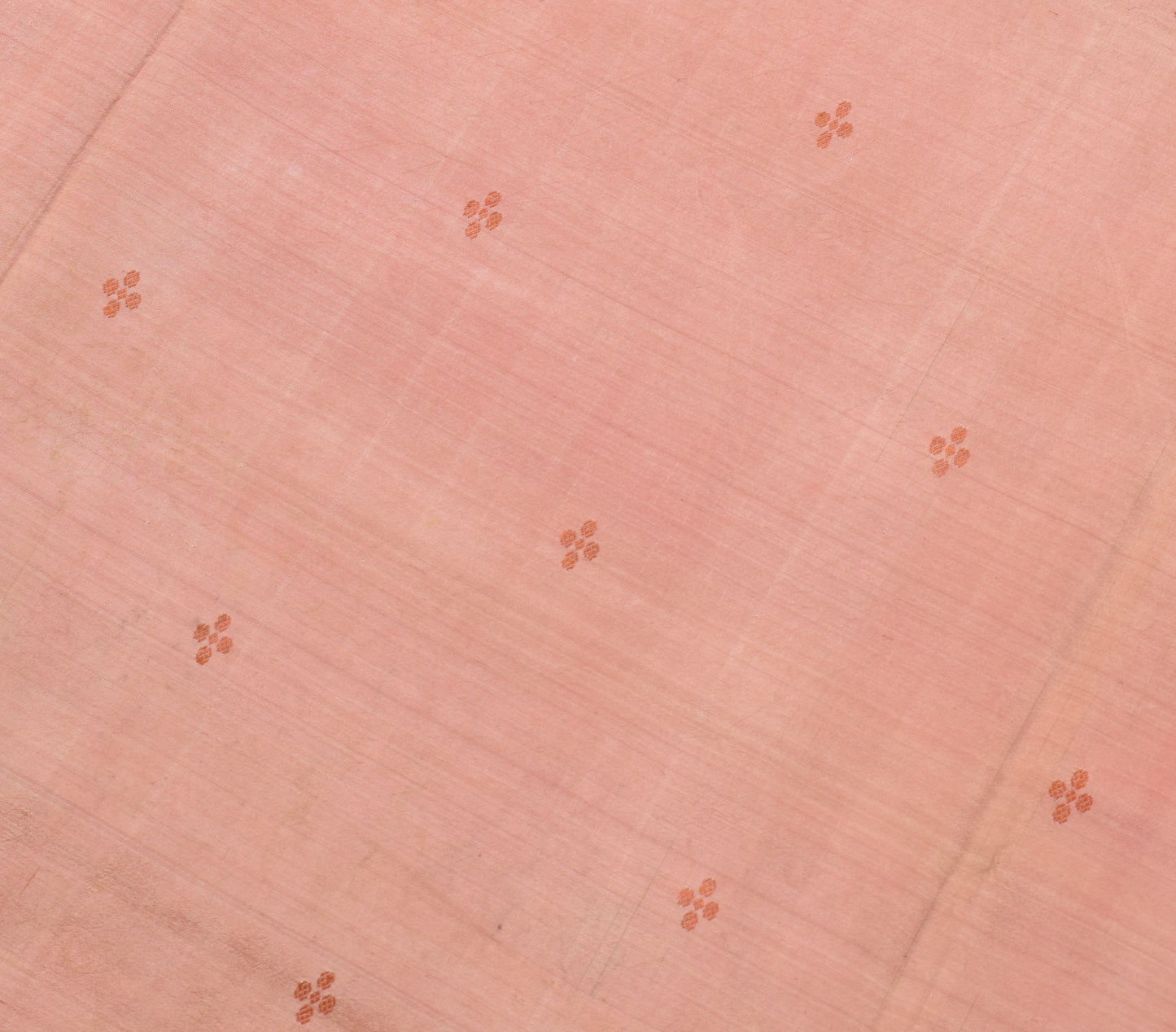 Sushila Vintage Peach Scrap Saree 100% Pure Silk Woven Floral Sari Craft Fabric
