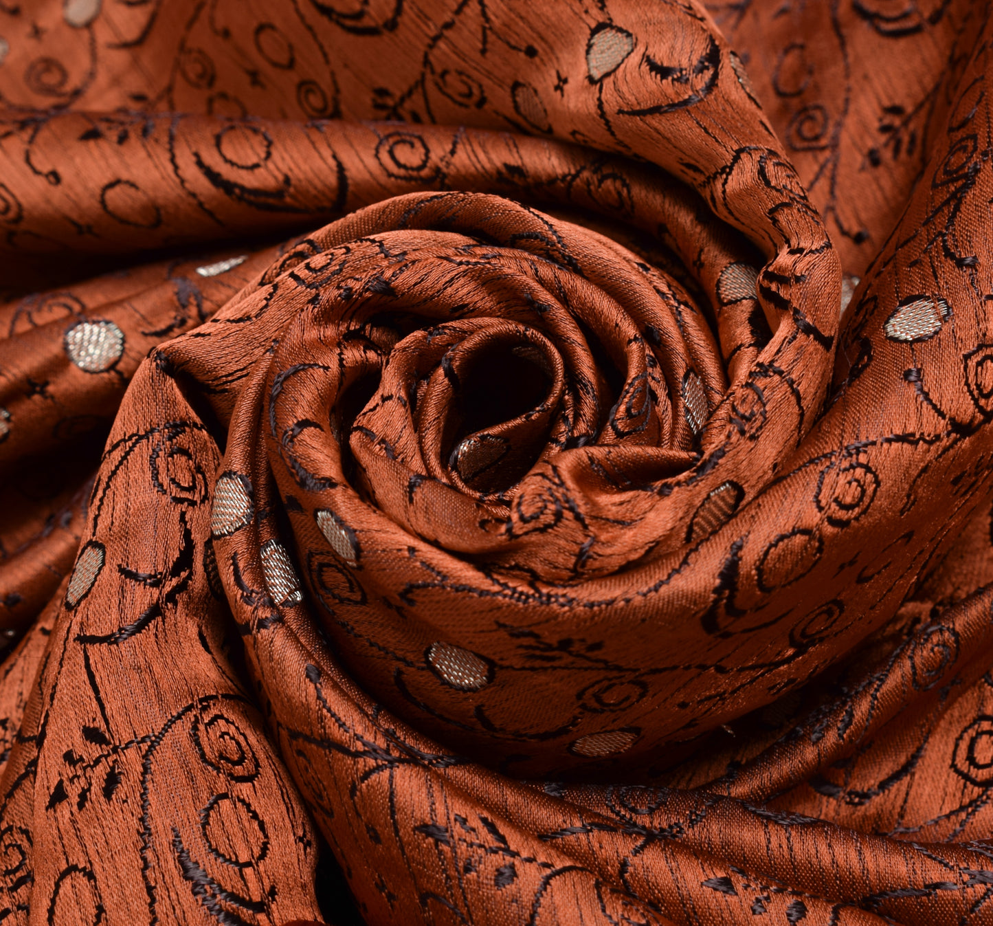 Sushila Vintage Rust Scrap Banarasi Saree 100% Pure Satin Silk Woven Sari Fabric