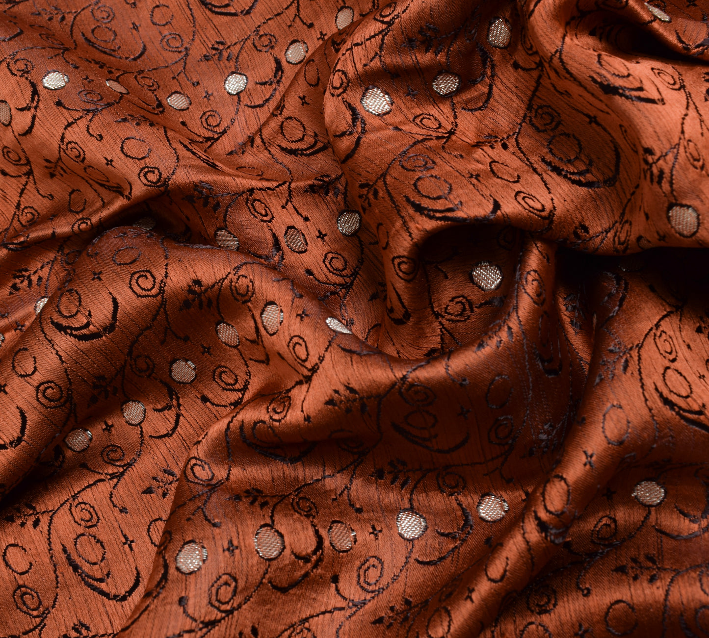 Sushila Vintage Rust Scrap Banarasi Saree 100% Pure Satin Silk Woven Sari Fabric