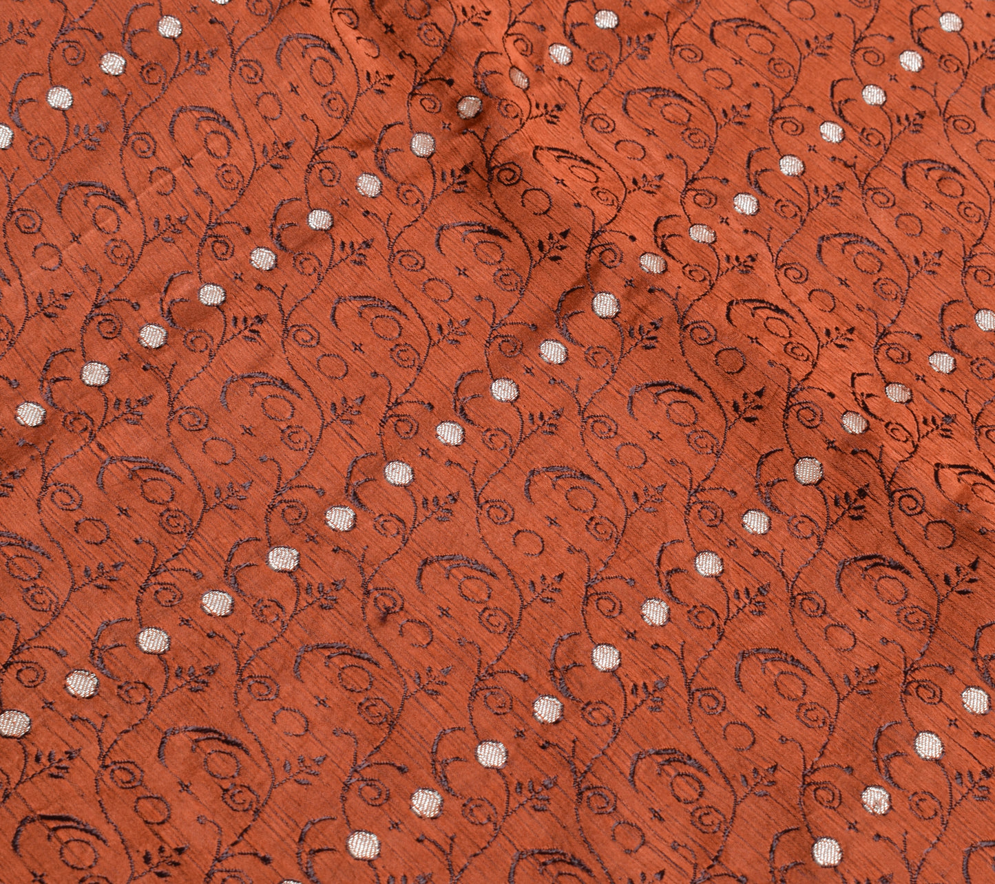 Sushila Vintage Rust Scrap Banarasi Saree 100% Pure Satin Silk Woven Sari Fabric