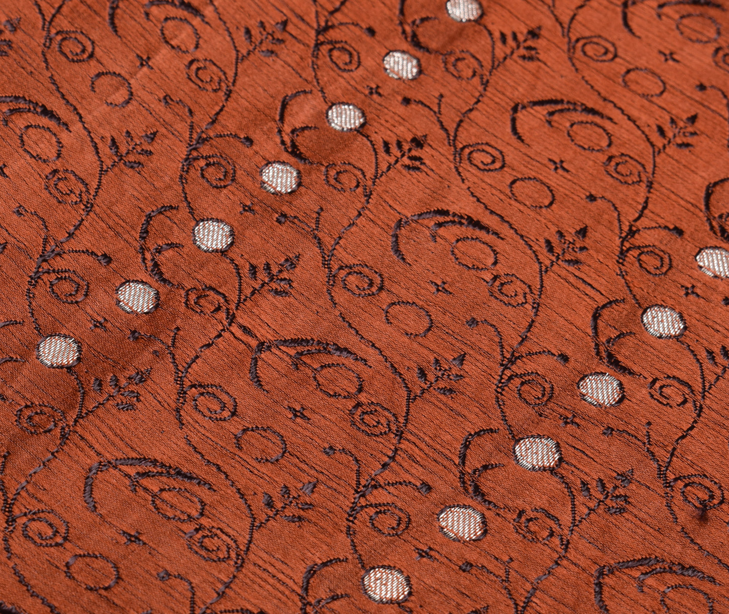 Sushila Vintage Rust Scrap Banarasi Saree 100% Pure Satin Silk Woven Sari Fabric