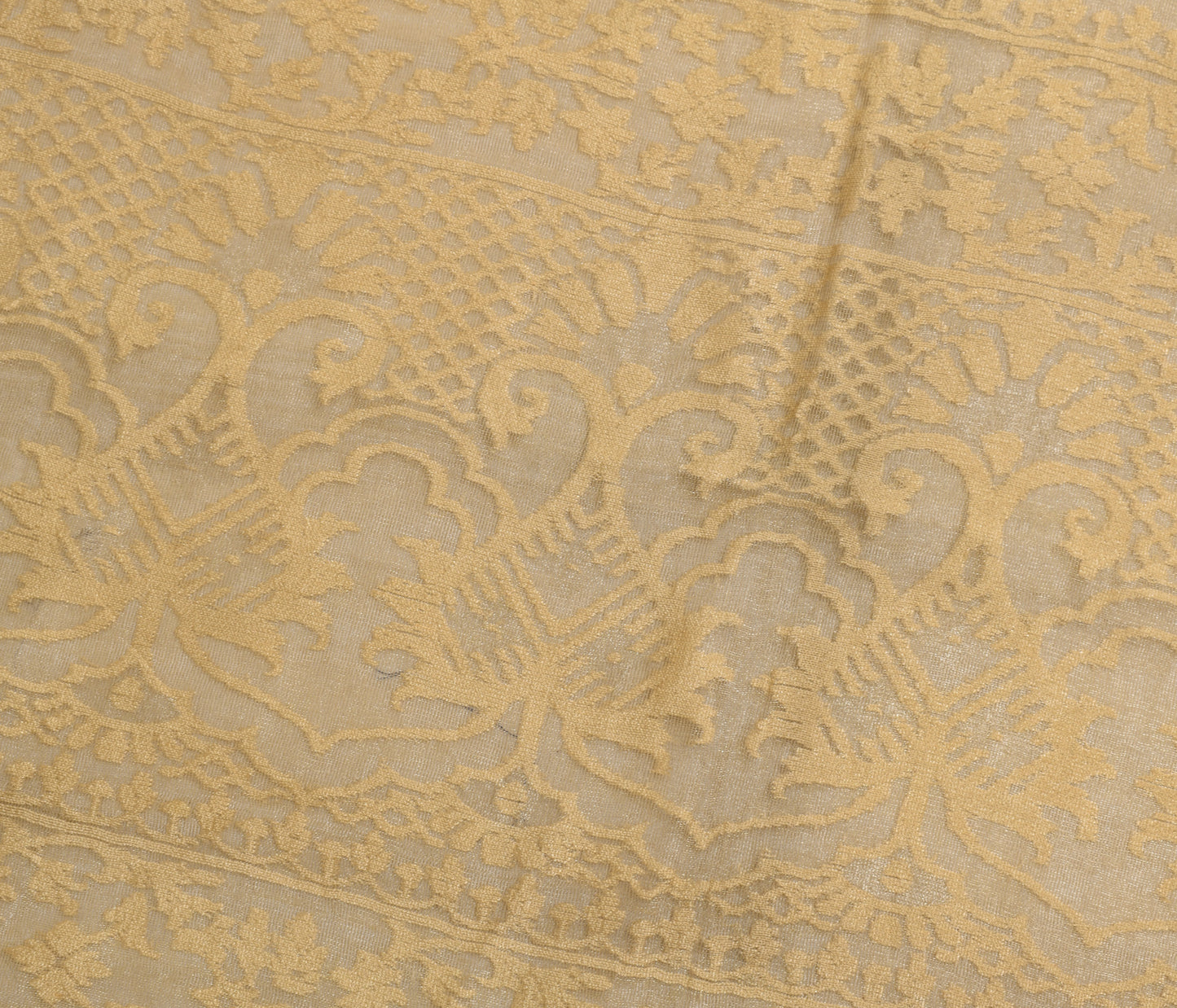Sushila Vintage Indian Scrap Saree Net Mesh Woven Sari Craft Fabric