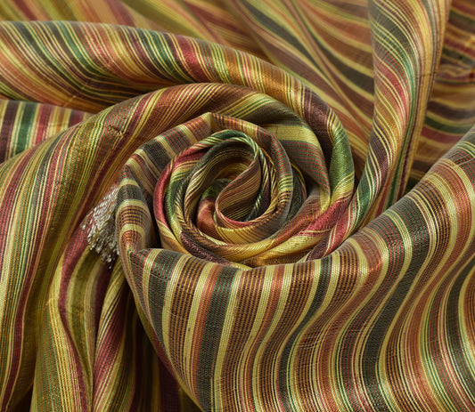 Sushila Vintage Multi-Color Scrap Saree Art Silk Zari Brocade Sari Craft Fabric
