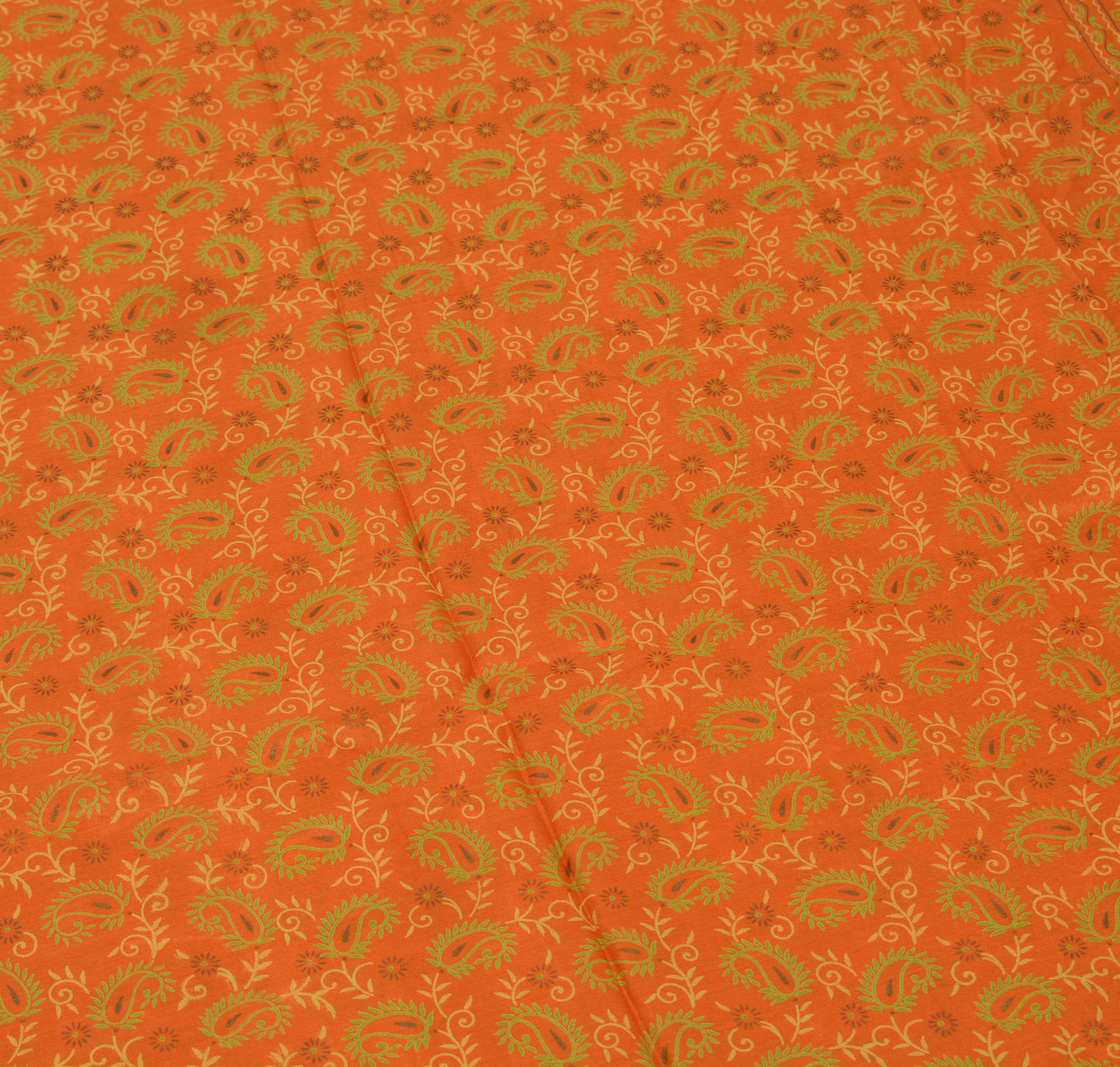 Sushila Vintage Rust Scrap Craft Sari 100% Pure Silk Printed Paisley Sari Fabric