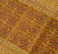 Sushila Vintage Cream Scrap Sari 100% Pure Silk Printed Paisley Craft Fabric