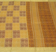 Sushila Vintage Cream Scrap Sari 100% Pure Silk Printed Paisley Craft Fabric