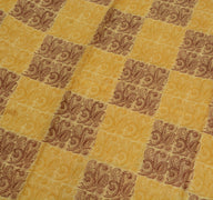 Sushila Vintage Cream Scrap Sari 100% Pure Silk Printed Paisley Craft Fabric